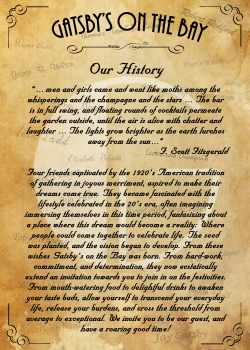 Our History - Gatsby`s On The Bay