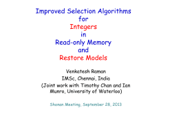 Improved Selection Algorithms for Integers in Read