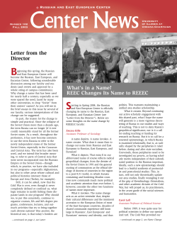 Letter from the Director What`s in a Name? REEC Changes Its Name