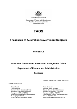 TAGS - Thesaurus of Australian Government Subjects