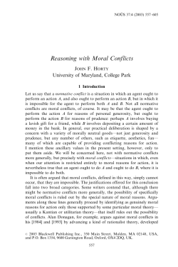 Reasoning with Moral Conflicts - UMIACS