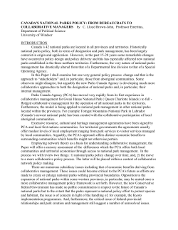 Canada`s National Parks Policy: From Bureaucrats to Collaborative
