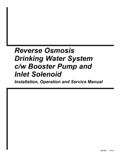 Reverse Osmosis Drinking Water System c/w