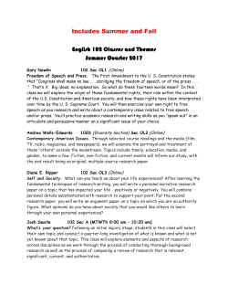 Includes Summer and Fall English 102 Classes and Themes