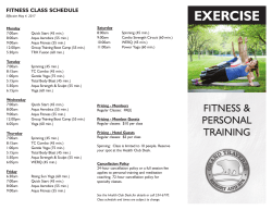 Fitness and Health Programs Schedule