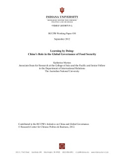 China`s Role in the Global Governance of Food Security