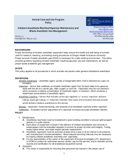 Animal Care and Use Program Policy Inhalant Anesthesia