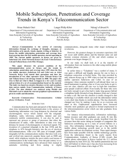 Mobile Subscription, Penetration and Coverage Trends in Kenya`s