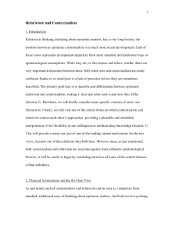 Relativism and Contextualism