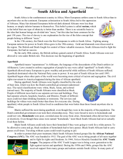 South Africa and Apartheid