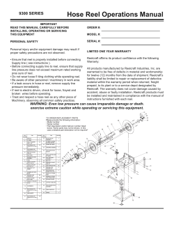 Hose Reel Operations Manual