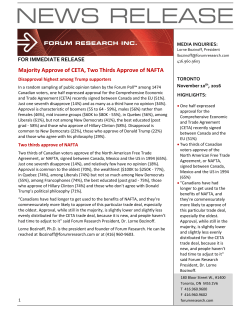 Majority Approve of CETA, Two Thirds Approve of NAFTA