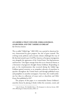 An America That Could Be: Emma Goldman, Anarchism, and the