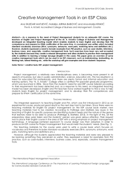 Creative Management Tools in an ESP Class