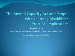 The Mental Capacity Act and People with Learning Disabilities