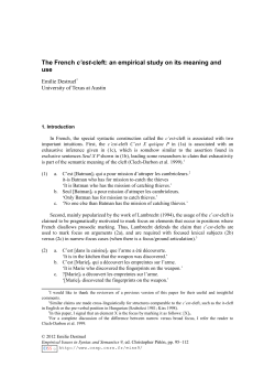 The French c`est-cleft: an empirical study on its meaning and use
