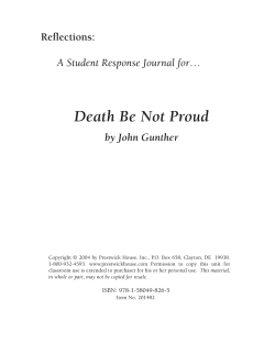 Death Be Not Proud - Response Journal Sample