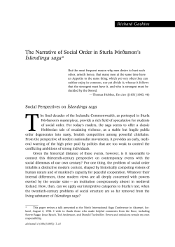 The Narrative of Social Order in Sturla &THORN;&oacute;r&eth;arson`s