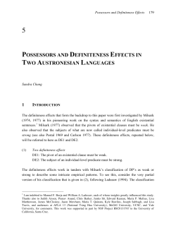 possessors and definiteness effects in two austronesian languages