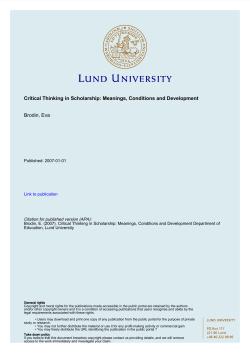 Critical Thinking in Scholarship: Meanings