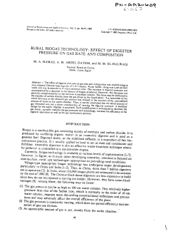 RURAL BIOGAS TECHNOLOGY: EFFECT OF DIGESTER