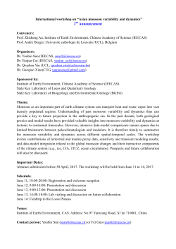 International symposium on &ldquo;Monsoon variability and dynamics&rdquo;