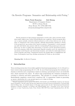 On Rewrite Programs: Semantics and Relationship with Prolog