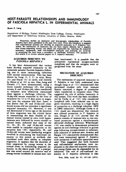 Host-Parasite Relationships and Immunology of Fasciola hepatica L
