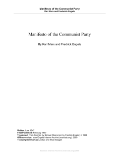 Manifesto of the Communist Party