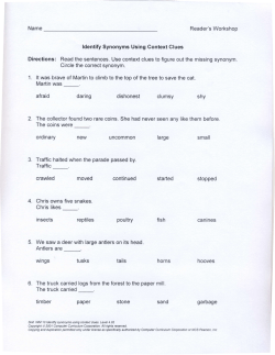 Name Reader`s Workshop ldentify Synonyms Using Gontext Clues