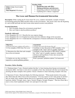 The Lorax and Human-Environmental Interaction