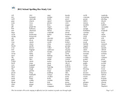 2012 School Spelling Bee Study List