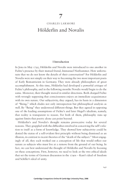 H&ouml;lderlin and Novalis