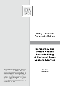 Policy Options on Democratic Reform Democracy and United