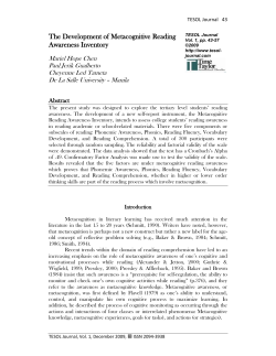 Running Head: THE DEVELOPMENT OF METACOGNITIVE