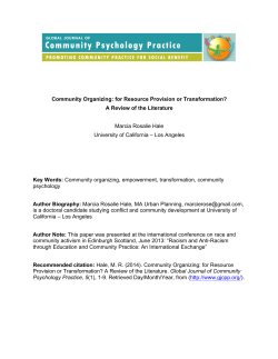 Community Organizing - Global Journal of Community Psychology