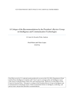A Critique of the Recommendations by the President`s Review