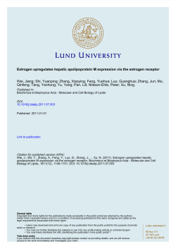 Estrogen upregulates hepatic apolipoprotein M