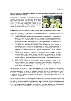 APPENDIX 1 POLICE GUIDANCE TO MANUFACTURERS AND
