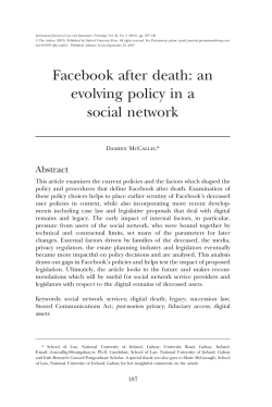 Facebook after death: an evolving policy in a
