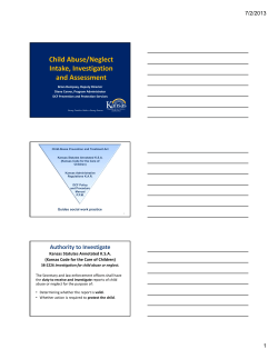 Child Abuse/Neglect Intake, Investigation and Assessment