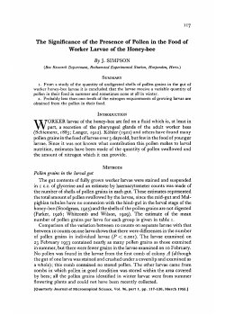 The Significance of the Presence of Pollen in the Food of Worker