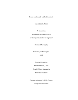 Picaresque Comedy and Its Discontents Maximilian C. Maier A