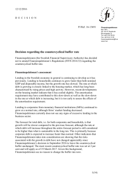 Decision regarding the countercyclical buffer rate