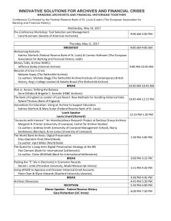 INNOVATIVE SOLUTIONS FOR ARCHIVES AND FINANCIAL CRISES