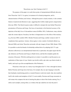 Theocritean erga: Epic Framing in Idyll 15 The purpose of