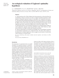 An ecological evaluation of Eagleson`s optimality hypotheses