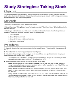 Study Strategies: Taking Stock