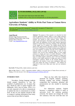 Agriculture Students` Ability to Write Past Tense at Taman Siswa