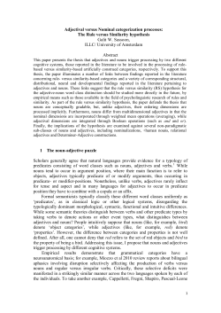 Adjectival versus Nominal categorization processes